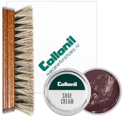 Collonil schoenpoets | Schoenpoets set | Shoe cream | Borstel | Poetsdoek | Kleur: Mahoni