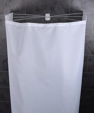 Floraweg Ombrella douchegordijn rail opvouwbare douche spin voor badkuipen douche scherm met 7 armen en douchegordijn roestvrij staal douchegordijn houder muur gemonteerde douche cabine vouwen,Wit