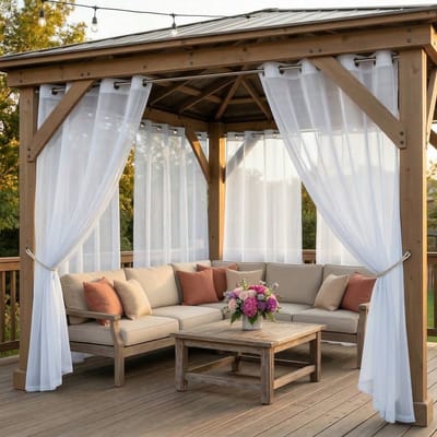 Qelus Buitengordijn Waterdicht Lichtdoorlatend met Ringen - Outdoor Vitrages - Gordijn Transparant - 132x244cm - Wit - 1 Stuk