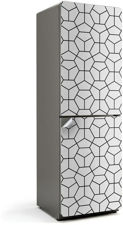 Wallfluent Koelkaststickers - Hexagonale meetkunde Koelkast Folie - 60 cm x 190 cm - Wit Koelkaststickers - Decoratieve Koelkaststicker - Stijlvolle Koelkast Stickers - Zelfklevende Koelkaststicker - Koelkast Versiering