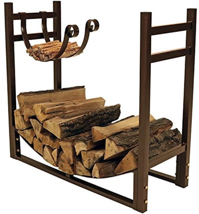 Houtrek met Kindling Houder - Outdoor Stalen Rack - 73 cm Breed x 76 cm Hoog - Brons