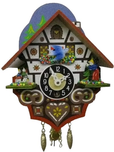 Engstler - 0192_SQ - Schommelklok - Kwarts - met koekoeksklok en Westminster-klokkenspel - 13 cm