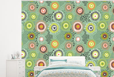 Behang - Fotobehang Bloem - Design - Hartjes - Breedte 300 cm x hoogte 240 cm