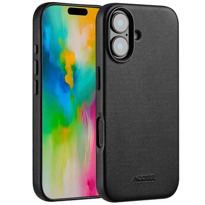 Accezz Hoesje - Geschikt voor iPhone 16 - geschikt voor MagSafe Leather Backcover - Black
