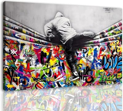 Banksy Canvas Wall Art - Graffiti schilderij voor woonkamer en slaapkamer