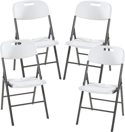 Klapstoel set van 4 - Opvouwbare tuinstoelen met metalen frame - Kunststof bistrostoel geschikt voor binnen en buiten - 87x46x53cm wit