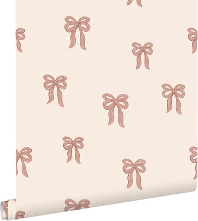 ESTAhome behang strikjes beige en terracotta roze - 50 x 900 cm - 131434
