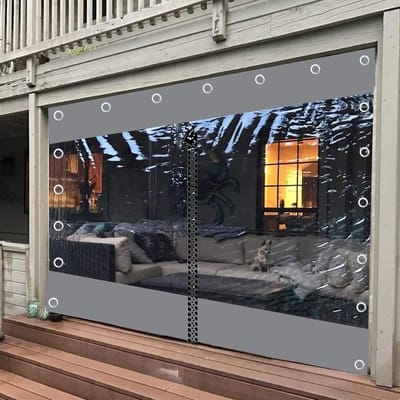 Waterdicht Zeildoek Gordijn - Dekzeil Zijpanelen - Buitenruimte Beschermen - Transparant PVC Met Rits - 2x2.3m - Grijs Transparant