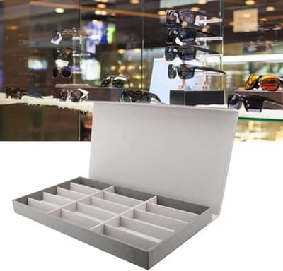 Brillenorganizer - Opbergdoos - Accessoires Sorteren - 15 Afzonderlijke Sleuven - 48x28x4 cm - Zwart