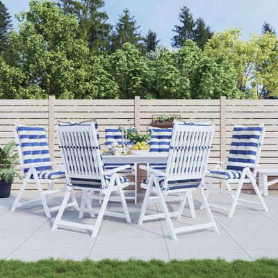 vidaXL - Buitenkussen - 6 - st - Stof - Blauw - en - Wit - 120 - x - 50 - x - 7 - cm