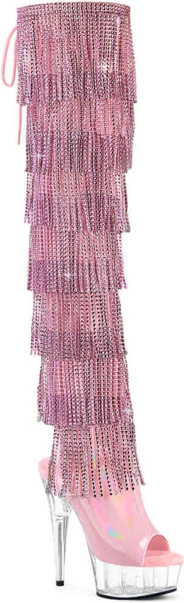 Pleaser - DELIGHT-3017HG-RSF Plateau overknee Laarzen - US 6 - 36 Shoes - Roze