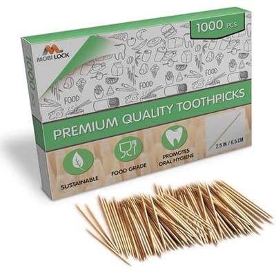 Bamboe Houten Tandenstokers - 1000 Stuks - Dubbele Punt Voor Snack, Cocktails en Arts & Crafts