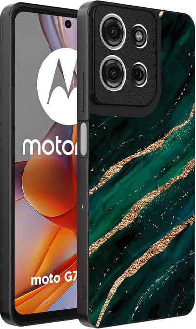 Smartphonica Telefoonhoesje Geschikt voor Motorola Moto G75 met marmer opdruk - TPU backcover case marble design - Goud Groen geschikt voor Motorola Moto G75