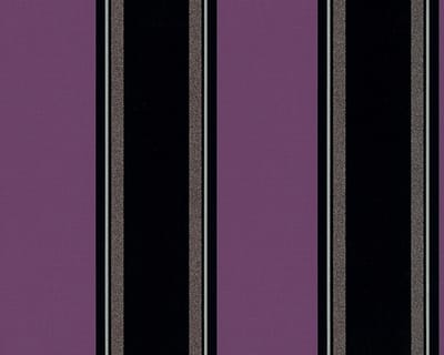 Atlanta Behang Paars Zwart Strepen – Vinyl Glitter Behang 10,05 x 0,53 m – 95704-5