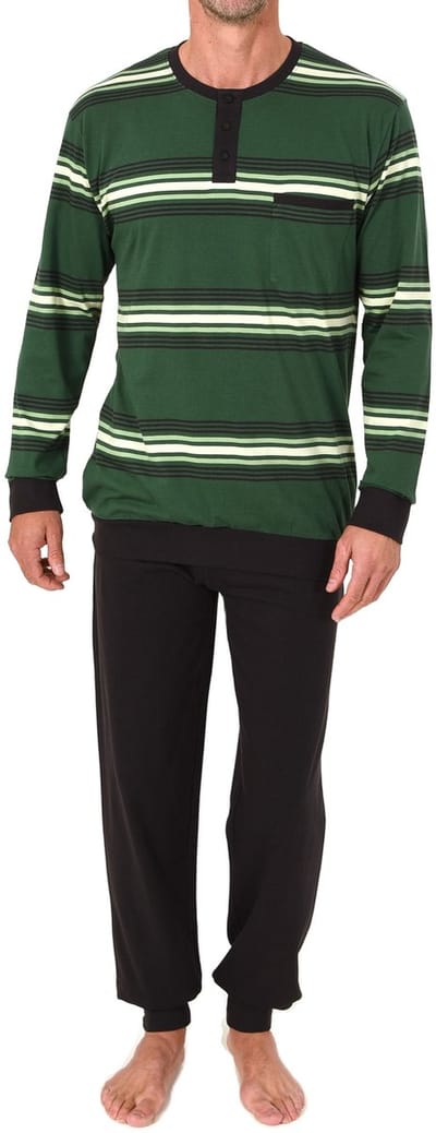 Normann herenpyjama lang met manchetten in een gestreepte look - ook in grote maten