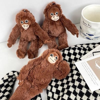 Schattige Kleine Aap Hanger Pluche Speelgoed Langarm Gorilla Pop Tas Hanger Sleutelhanger 6 inch brown