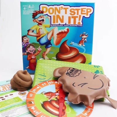 Don't step in it - vermijd de lachende kakjes - gezelschapsspel - voor het hele gezin - met blinddoek en spinner