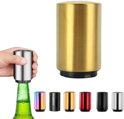 BRENZOOS- Bierflesopener Roestvrij Staal - Magnetische Flesopener - Keukengadget - Biergeschenk voor Mannen - Push Down Systeem - Ideaal voor Vaderdag/Kerstmis