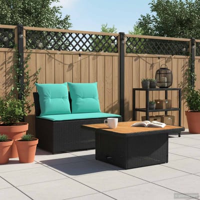 vidaXL - 2 - Stuk - Tuin - middelste - sofa - met - opklaptafel - poly - rattan