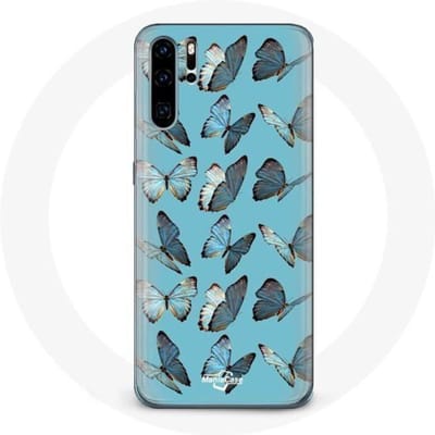 Coque pour Huawei P30 - MANIACASE - Papillons - Souple - Protection - Bleu bleu