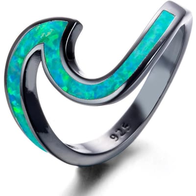 Nouvelle Mode Européenne et Américaine Incrustée de Diamants Or Noir Opale Bleu Trésor Australien 2 Formes No. 10 gray