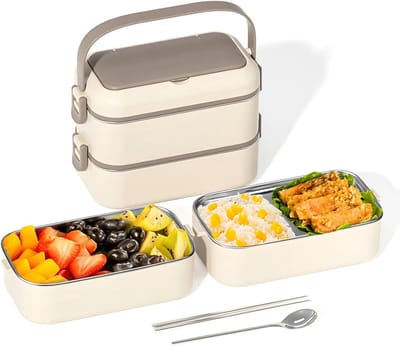 Extra grote roestvrijstalen lunchbox, magnetronbestendig, met lepel en eetstokjes, veelzijdige bento box voor werk of school, ideaal voor maaltijden onderweg