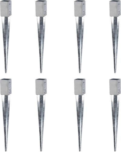 Grondankers Set - Paalhouders - Palen Plaatsen - Thermisch Verzinkt Staal - 750 mm Lengte - Zilver