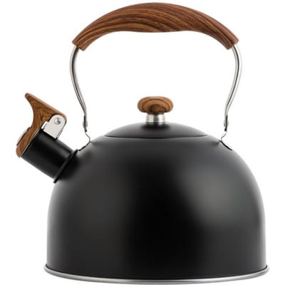 Chique RVS Fluitketel Houten Handvat Fluit Theepot Klassieke Waterkoker Voor Alle Kookplaten Muntgroen Decor zwart