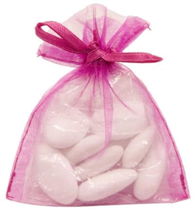 SANTEX - 10 fuchsia organza zakjes 10 x 8 cm voor suikerbonen
