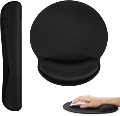 Muismat met polssteun - Comfortabele handsteun - Kantoorwerk - Ergonomisch gelkussen - 23 x 25 cm - Zwart