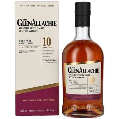 The GlenAllachie 10 Years Old RUBY PORT WOOD FINISH 48% Vol. 0,7l in geschenkverpakking