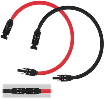 Zonnepaneelkabel set van 2 50 cm - Flexibele PV-kabel 4 mm² - IP67 waterdicht - Ideaal voor balkoninstallaties - ShopVlot