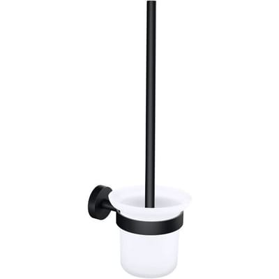 tesa® Moon Black Hangende Toiletborstelhouder - Montage ZONDER Boren - Zelfklevend - Mat Zwart Metaal & Glas - Industrieel Design - Wandmontage