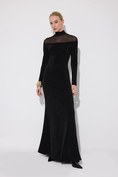 Touché Privé - Jurk met lange mouwen en glitterdetails - Zwart - Dames