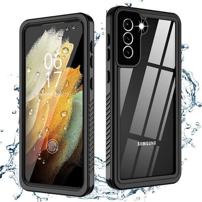SBG Outdoor Case Waterdicht Transparant Hoesje geschikt voor Samsung Galaxy S21 | Shockproof | Onderwater tot twee meter | Antislip greep | IP68-gecertificeerd | Doorzichtig / Zwart