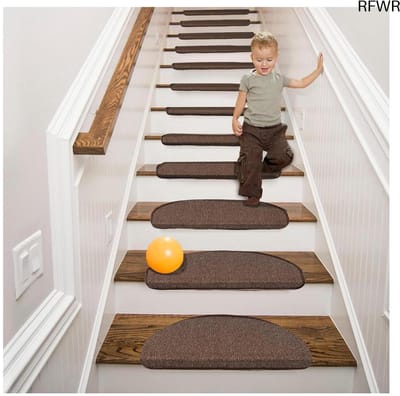 RFWR® Set van 15 Antislip Trapmatten - Halfronde Stickers voor Houten Treden - Bescherming voor Trapvloeren (22 x 65 cm)