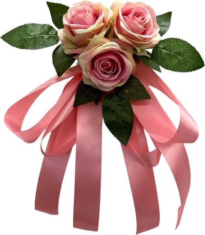 autodeco.nl MIA NEON ROZE Buitenspiegels Decoratie - Trouwauto Versiering Neon Roze Rozen met Linten - Bloemen op de Auto Bruiloft - Trouwerij - Huwelijk - Bruiloft Decoratie - Versiering Spiegel Auto - Autoversiering voor Volgauto's