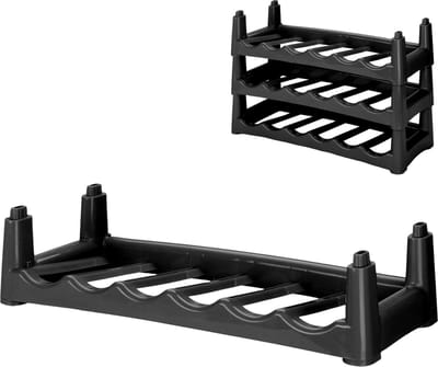 Urban Living Wijnrek - stapelbaar - zwart - kunststof - 6 flessen - 56x25x13 cm - flessenrek