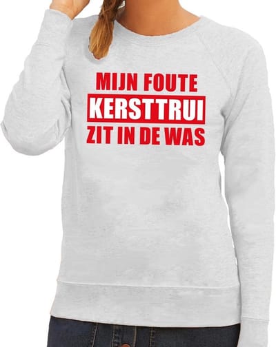 Bellatio Decorations Foute kersttrui - sweater - grijs - Mijn Foute Kersttrui Zit In De Was - voor dames XS