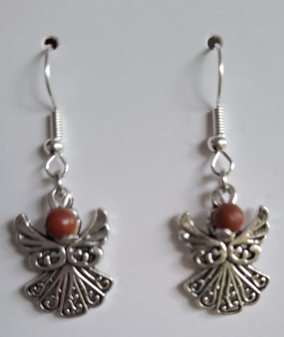 Oorbellen "Jaspis Rood" Engelen