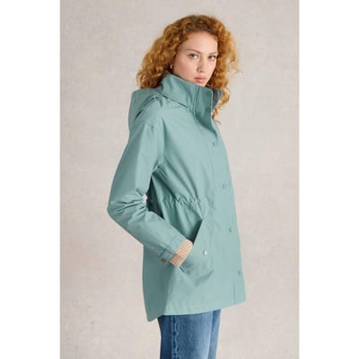 White Stuff Lexi Waterproof Coat Dusty Blue Maat: 6 PETITE | Regenjassen Outlet | Dames | Blauw