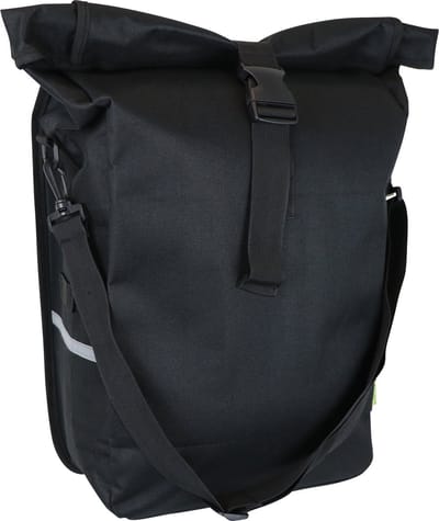 Dresco Enkele Fietstas Leisure – Inhoud 18 Liter - Waterafstotend nylon – Twee bevestigingshaken – Afsluitbare rolsluiting - Verstelbare schouderriem – Bevestigingsmogelijkheid draagbare lampjes - Reflecterende accenten - Afmeting 48x30x15cm