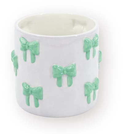 Housevitamin Plantenpot Strikjes – Dolomiet – Lila & Groen – 12,5x12,5x13 cm – Waterdicht – Design Bloempot – Speelse Eyecatcher
