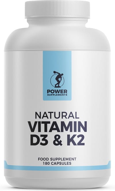 Power Supplements - Natuurlijke Vitamine D3 & K2 - 100% natuurlijke Vitamines - 180 caps