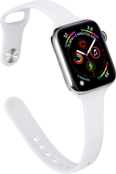 Stravo Slanke Siliconen Bandje - Geschikt voor Apple Watch 46mm (Series 10/11), 45mm (Series 7/8/9), 44mm (Series 4/5/6, SE 1/2/3), 49mm (Ultra 1/2/3) - Slanke en Elegante Siliconen Horlogebandje voor Apple Watch - Wit