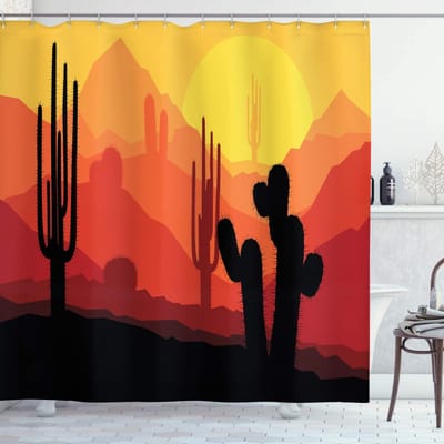 ABAKUHAUS Arizona Douchegordijn – Stoffen, Multicolor – 175x240 cm – Incl. 12 Haken