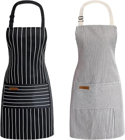 Verstelbare Keuken Schorten met Katoenen Linnen Zakjes voor Barbecue, Tuinieren en Huishoudelijke Taken, Set van 2
