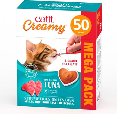 50x Romige Likbare Kattensnoepjes Tonijn Zeevruchten – Hydraterende Snack voor Katten