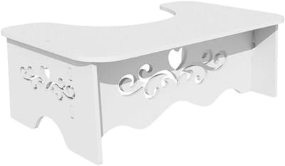 Toiletkruk Hout - Krukje Badkamer - Comfortabel Toiletbezoek - Ergonomisch Ontwerp - 50 x 30 x 17.5 cm - Wit