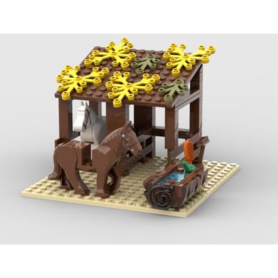 MOC Écurie de Cheval de Ferme Cercle à Vaches Bergerie Animaux Moutons Briques Blocs Jouets pour Enfants Cadeaux de Noël